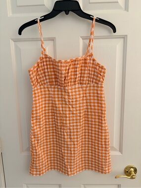 Urban Outfitters Orange Gingham Spaghetti Strap Sundress
